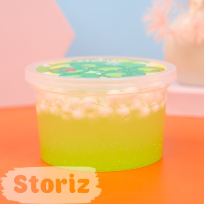 Слайм "Magic" №1 с неоновыми зелёными блёстками + шарики, 150 гр. STORIZ