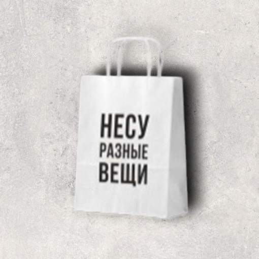 Пакет подарочный "Несу разные вещи" 24х10,5х32 