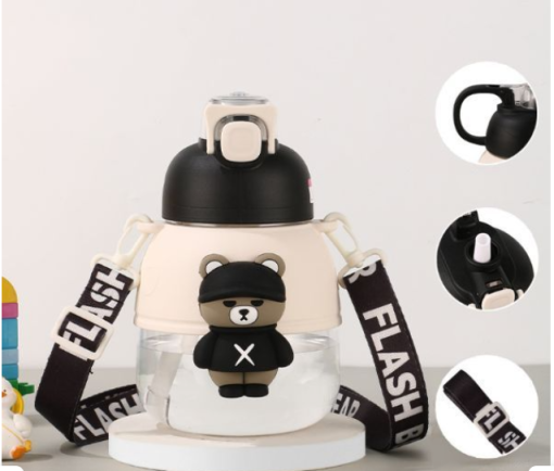 Бутылочка "Lightning" с трубочкой, черный, 1100мл оптом