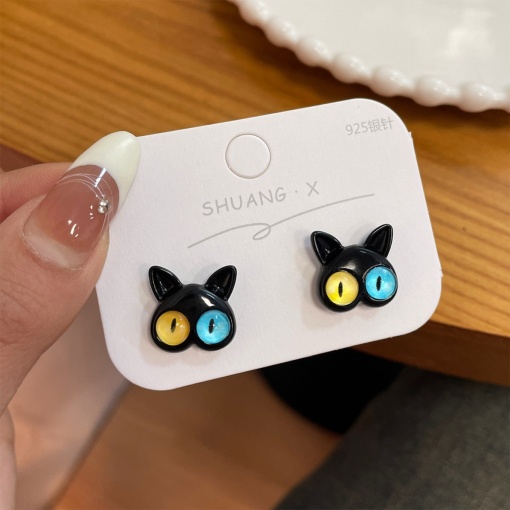 Серьги-гвоздики "Black Monster" №16, черный