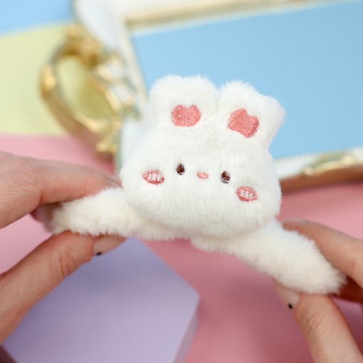 Заколка-крабик плюшевая "Кролик"