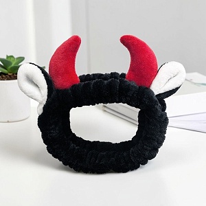 Повязка для волос "Cow horns" черно-красный
