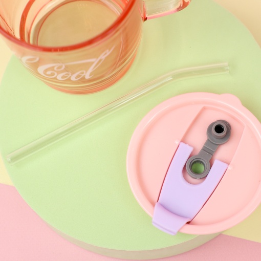 Стакан "Cool-Cool" с трубочкой (розовый), 380мл оптом