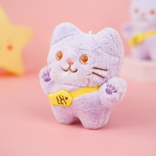 Мягкий брелок "Котик" сиреневый, 12 см