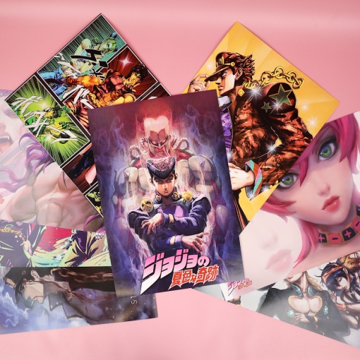 Набор постеров в ассортименте "Jojo's Bizarre Adventure №3" 8 шт, 42х29см оптом