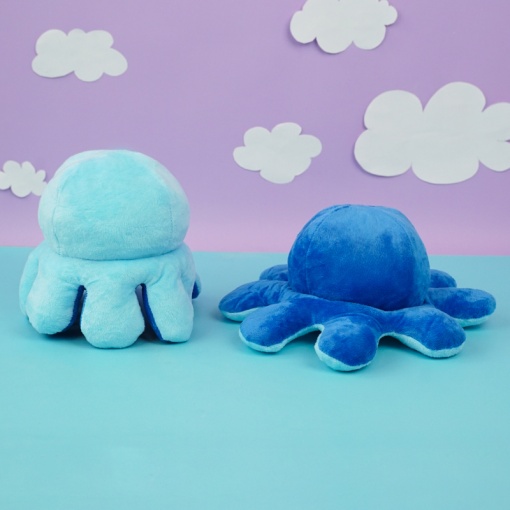 Мягкая игрушка-перевертыш "Осьминожек" синий-голубой, 30см