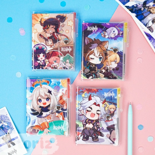 Мини-блокнот с ручкой "Genshin Impact" (набор 24 шт.)