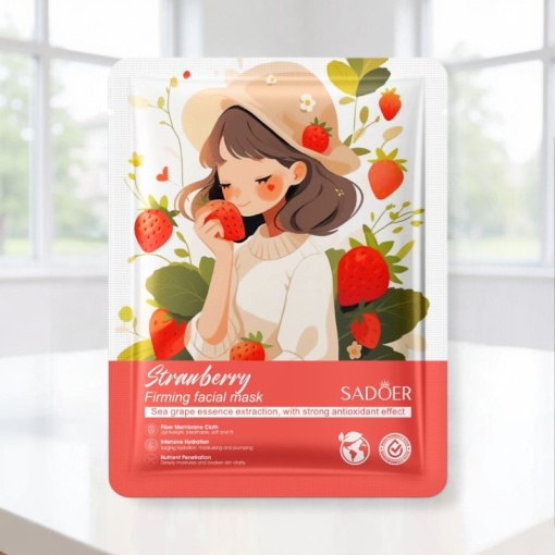 Маска тканевая для лица "Sadoer" girl, клубника, 25г
