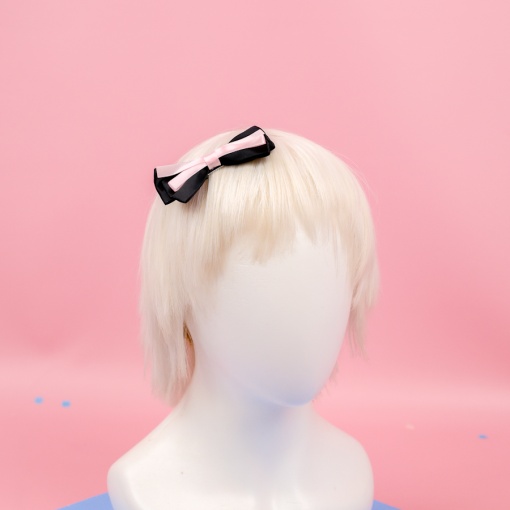 Заколка для волос "Бантик" Розовая лента, черный 