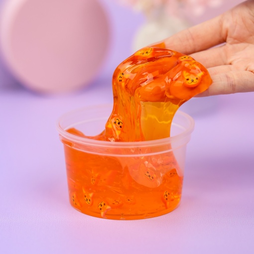 Слайм "Сяо" полупрозрачный (оранжевый), с наполнителем + корги, 200 гр. STORIZ