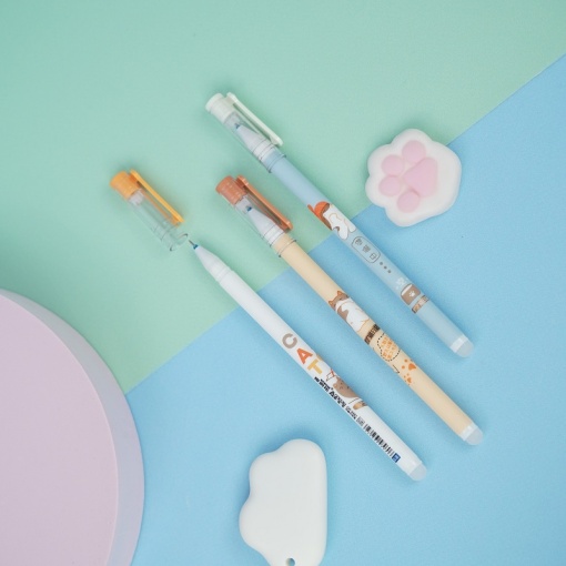 Ручка со стирающимися чернилами и стирашка "Котейка"