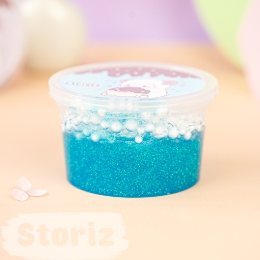 Слайм "Cute Lumb" голубые блёстки + шарики, 150 гр. STORIZ
