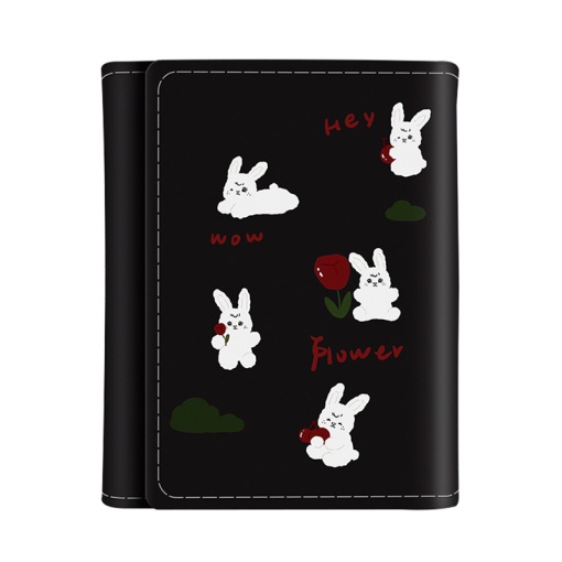 Мини-кошелек "Зайка с цветком" черный