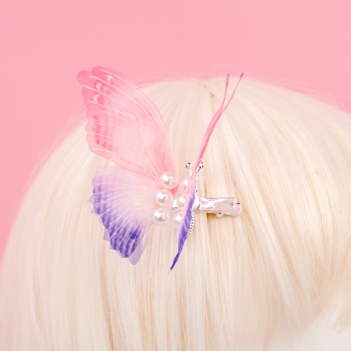 Заколка-зажим "Бабочка" розово-фиолетовый