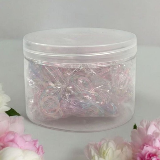 Набор силиконовых резинок для волос "Jar" перламутровый, 1000шт