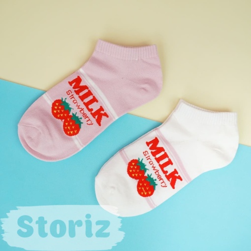 Мини-носочки "Milk strawberry" белый, р.36-39