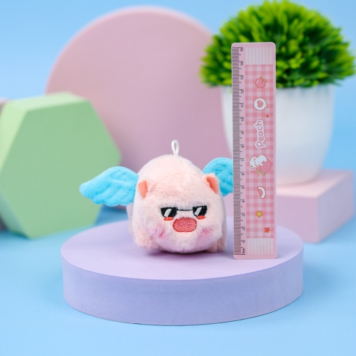 Мягкая игрушка "Заводная Свинка" голубой, 7см