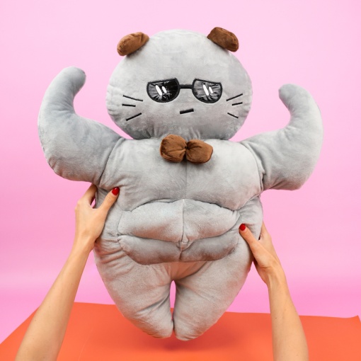 Мягкая игрушка "Кот-качок" серый, 55см