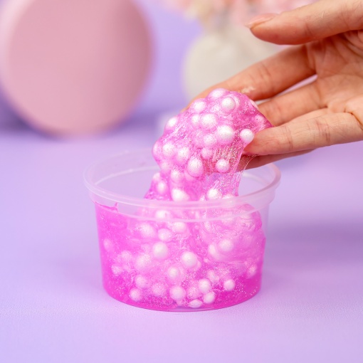 Слайм "Венти" малиновые блёстки + шарики, 150 гр. STORIZ