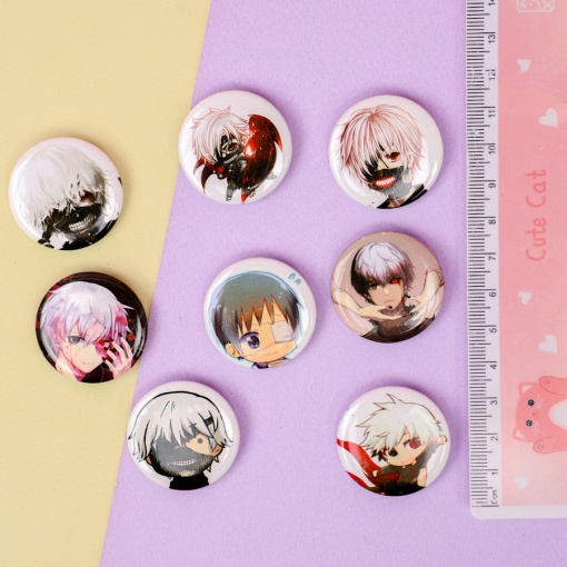 Набор круглых значков "Токийский гуль" 32 мм (8шт)