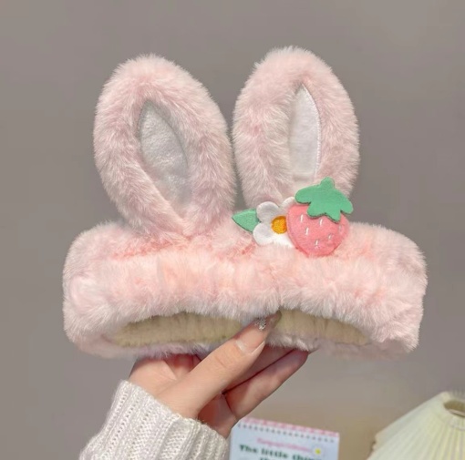 Повязка для волос "Заячьи уши", клубничка, розовый