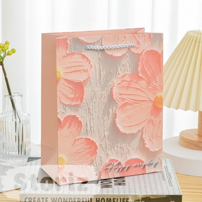 Подарочный пакет "Happy Everyday" розовый цветок 19,5х9,5х24,5см