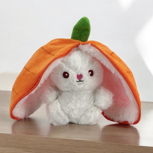 Мягкая игрушка "Кролик-морковка" белый, 18см