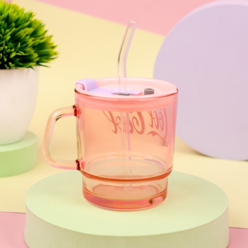 Стакан "Cool-Cool" с трубочкой (розовый), 380мл оптом