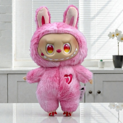 Мягкая игрушка "Labubu Zimomo" с сердечком, розовый, 50см