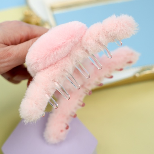 Заколка-крабик плюшевая "Свинка" 