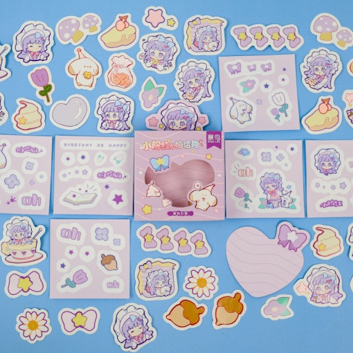 Набор наклеек и стикеров "Be Happy" сиреневый