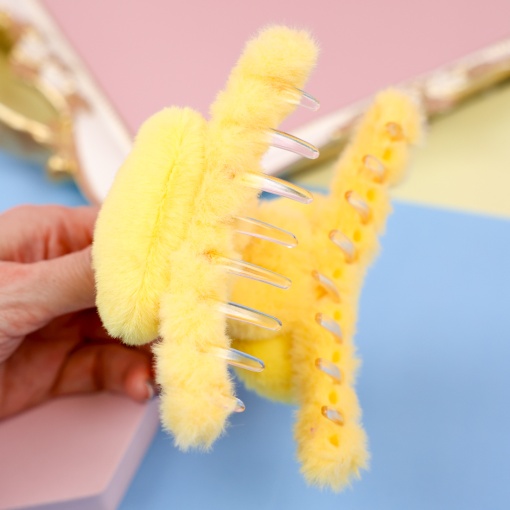 Заколка-крабик плюшевая "Уточка"