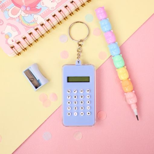 Калькулятор-брелок "Мини" Лабиринт 6,9х3,8 см, голубой