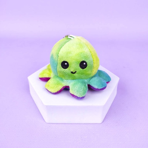 Мягкий брелок-перевертыш "Осьминожек" зелёно-фиолетовый, 10 см (тай-дай)