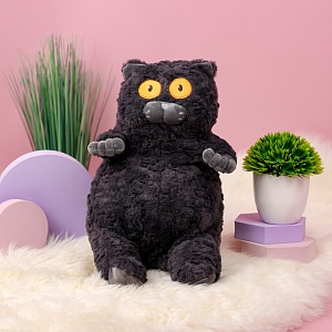 Мягкая игрушка "Смотрящий Кот", черный 40см