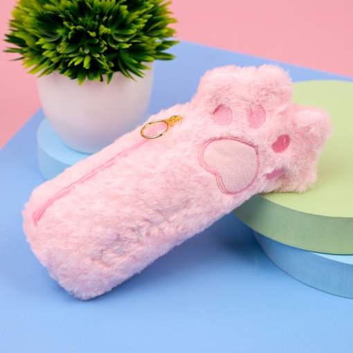 Пенал плюшевый "Лапка Yeah", розовый