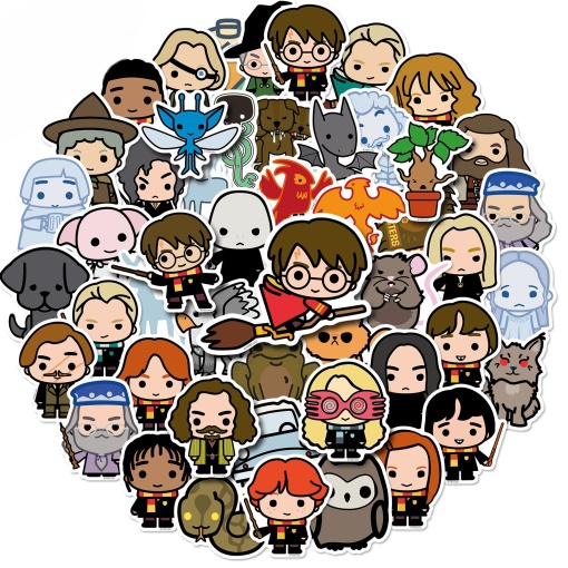 Наклейки для стикер бомбинга "Harry Potter" chibi, 50шт