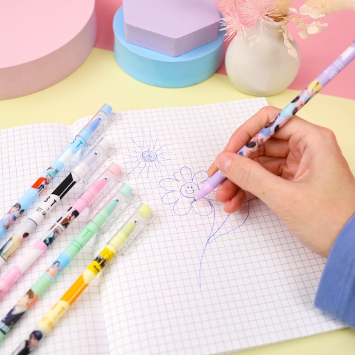 Ручка со стирающимися чернилами и стирашка "K-pop" BTS №21027 (синий)