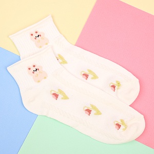 Мини-носочки "Кролик и цветочки" №2, белый, р.37-39