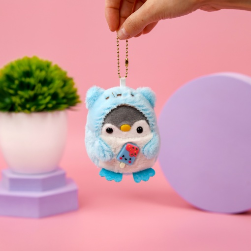 Брелок мягкий "Пингвин в костюме" голубой 10 см