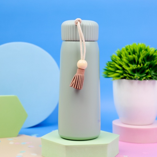 Термос "Think Different" с кисточкой, зеленый, 400мл оптом