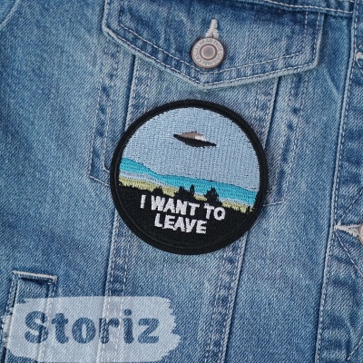 Нашивка "I want to leave" 7.8х7.8 см