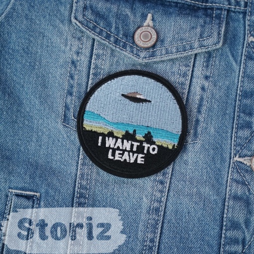 Нашивка "I want to leave" 7.8х7.8 см
