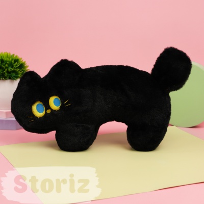 Мягкая игрушка-подушка "Котик" черный 40см