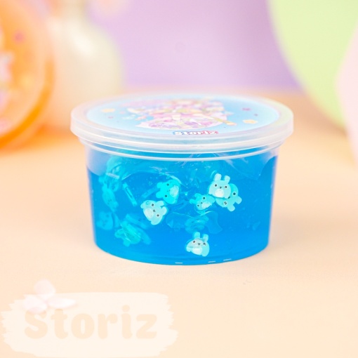 Слайм "Kawaii" полупрозрачный (голубой), с наполнителем + тоторо синий, 200 гр. STORIZ
