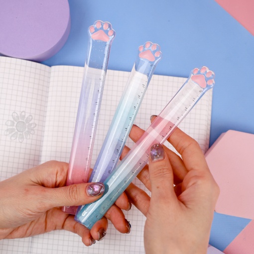 Линейка "Лапка" 15см., в ассортименте 1шт (градиент)