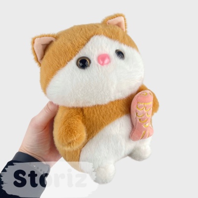 Мягкая игрушка "Рыжий Кот" с рыбкой, 25см