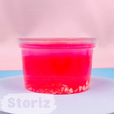 Слайм "Котик" малиновый, с дек. наполнителем клубника, 180 гр. STORIZ
