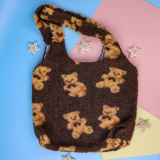 Сумка тканевая "Медвежата" коричневый