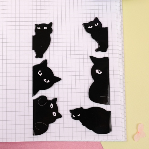 Закладка "Кошка" черный (набор 6 шт.)